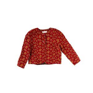 Vintage 90s Karen Scott Red Paisley Cropped Button-Down Light Weight Jacket